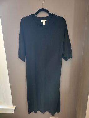H&M Black Short-Sleeve Knit Shirt Dress